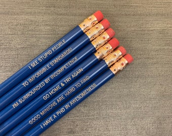 impossibly awesome overlord Pencil set of 6 in navy.