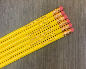 Mildly rude must haves personalized pencil set.