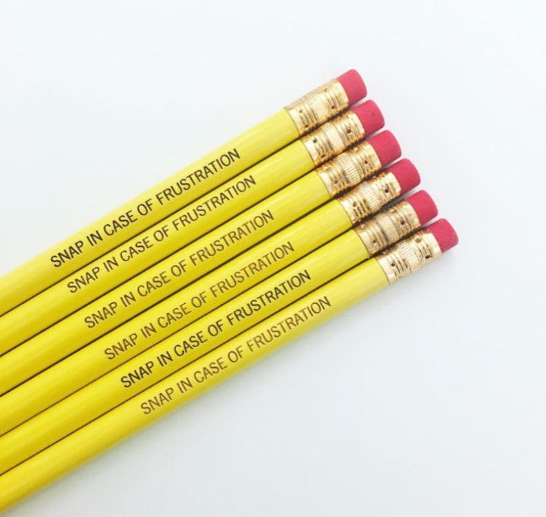 Snap in case of frustration Pencil set of in yellow. teacher Etsy