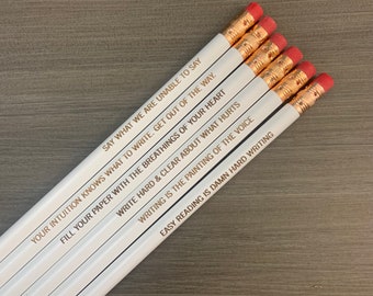 The Writer  pencil set of 6.  Author quotes for writers who need encouragement to get that novel completed