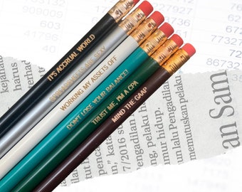 Accountant gift quotes pencil set. multiple quotes. accountant gift. CPA gift under 10. national bean counter day gift. Tax season gifts.