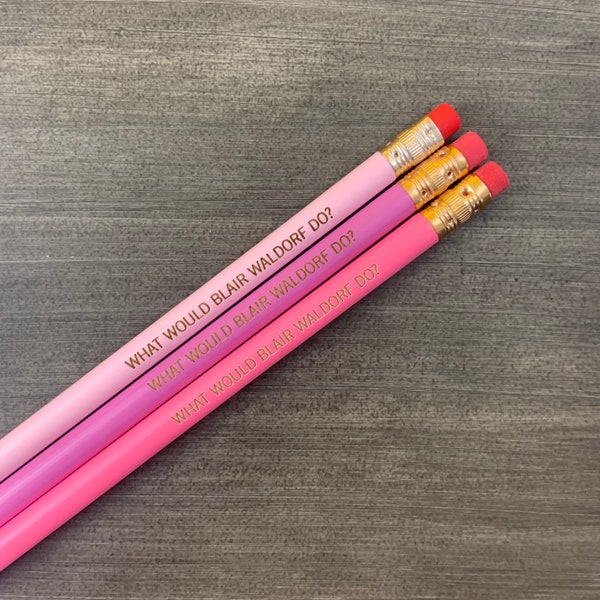 what would blair waldorf do engraved pencils in pink.