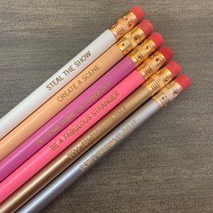 A fabulous pencil set engraved personalized pencil set of 6. inspirational pencils for classy folks.