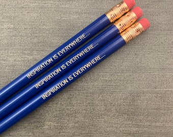 inspiration is everywhere midnight blue pencil set of three. get out and do something. overcome inertia.