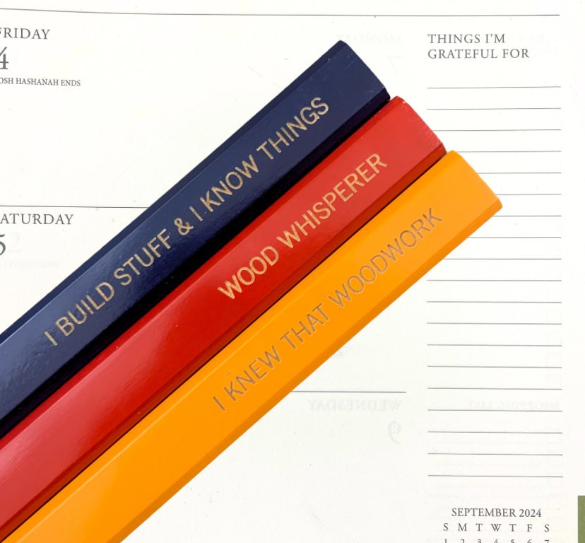 Engraved Carpenter Pencils: Funny Woodworker Gift (Set of 3) by thecarboncrusader