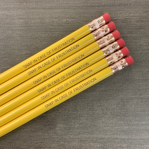 honey badger pencil set 6 six pack engraved pencils in bright yellow. what would honey badger do. round pencils image 1