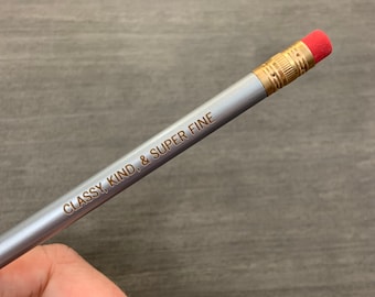 classy, kind, & super fine engraved pencils  in silver
