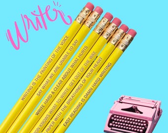 Engraved Writer Pencils: Set of 6, Author Quotes
