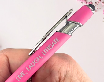 live, laugh, litigate office Engraved  stylus, Lawyer Pen for future and practicing lawyers