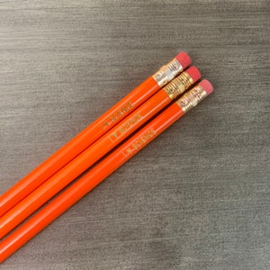 i love science engraved pencil set of 3 in orange persimmon. back to school pencils image 4