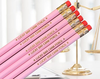 Lucky bar exam pencil set 6 engraved pencils. Stars. Future lawyer, these are for you. gift for future lawyers