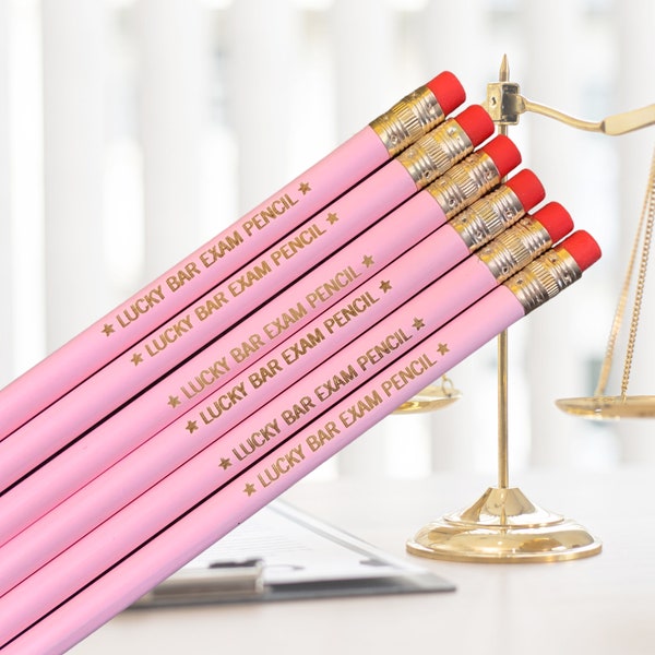 Lucky bar exam pencil set 6 engraved pencils. Stars. Future lawyer, these are for you. gift for future lawyers