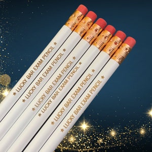 Lucky Bar Exam Bleistift-Set, 6 Bleistifte mit Sternen. Geschenk für Jurastudierende. Praktische Lernhilfe für Jura-Studenten.
