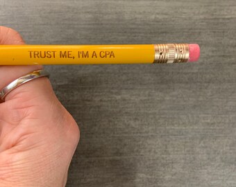 Trust me I am a CPA mustard yellow pencils. funny gift for accountants. 6 pencils