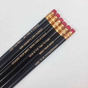 Dare to be extraordinary inspirational quote engraved pencils in black 6. inspiring gifts under 10. back to school supplies image 3