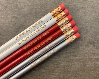 writer’s set of pencils. pack of 6.  for novelist, creative writers, journalists, and any writing enthusiast