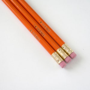 i love science engraved pencil set of 3 in orange persimmon. back to school pencils image 6