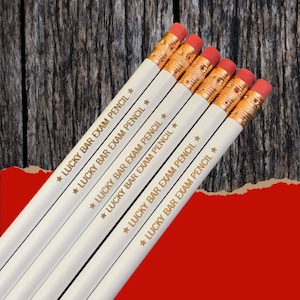 Lucky Bar Exam Pencil Set, 6 Pencils with Stars. Gift for Law Students or Grads. Lucky Study Tools for Law Students.