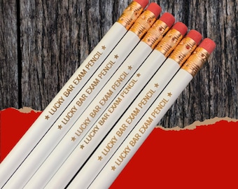 Lucky bar exam pencil set 6 engraved pencils. Stars. Future lawyer, these are for you. gift for future lawyers