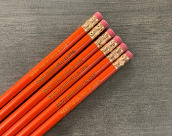 what fresh hell is this engraved pencil set 6 orange pencils. not another irritation, ugh. back to school. teacher appreciation gift