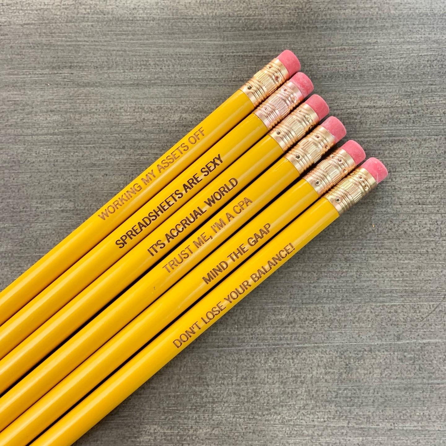 Accountant Personalized Pencil Set in Yellow Wood. Multiple Quotes. CPA  Gifts - Etsy