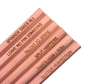 father’s day gift. Bowling puns bowling pencils. six hexagonal engraved sharpened pencils.  3.5" long! Funny pencils for bowlers.