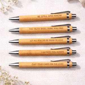 Bible Verse Bamboo Pens – Christian Scripture Pen Set, Faith-Based Gift.