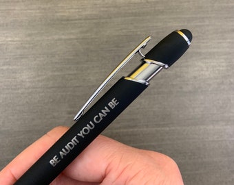 be audit you can be personalized pen with a smart phone stylus. Black ink. Accountant puns are super fun.