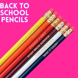 Back to School Pencils – Round Unsharpened #2 HB Motivational Pencil Set of 6, Funny Teacher Gift, Student School Sup