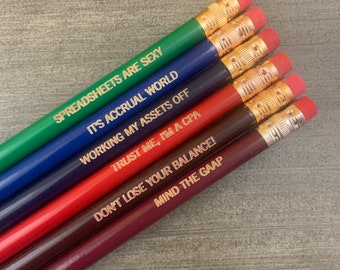 accountant CPA personalized pencil set in multicolor. CPA gift under 10. book keeper gift. Tax season accountant gift