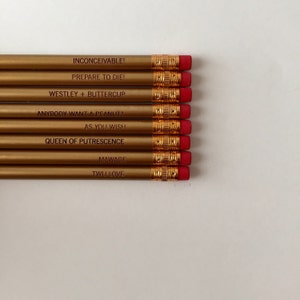 the princess pencil set, engraved pencil set of 8 in gold. image 2