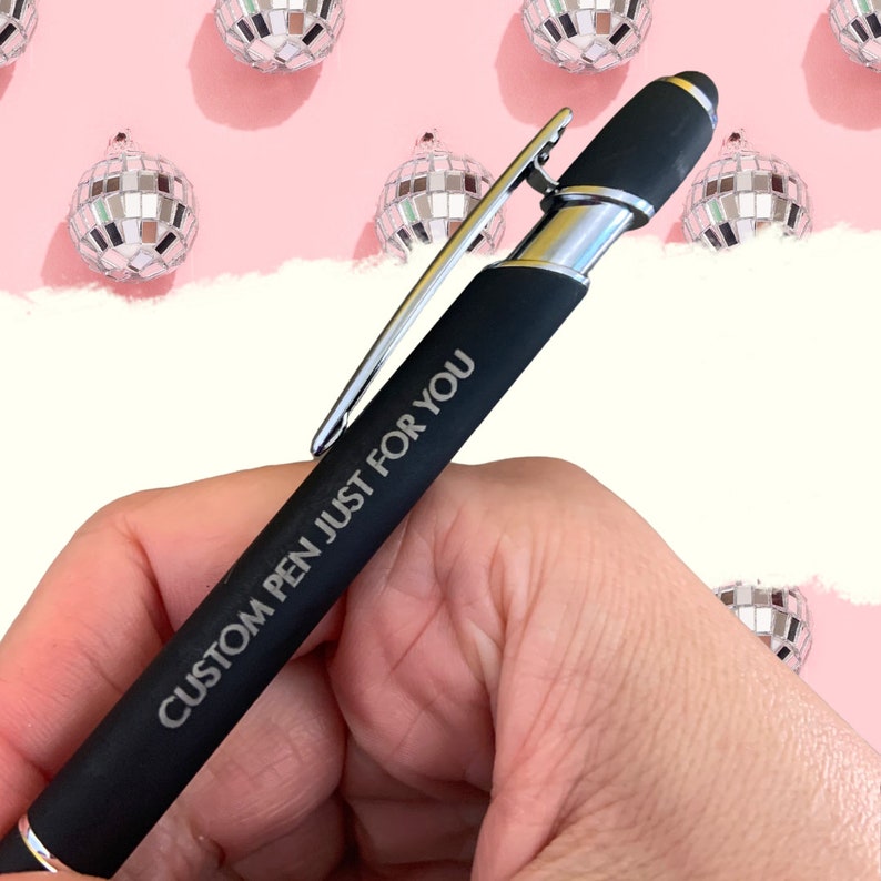 Personalized pen. custom pen with a smart phone stylus. Customized quote. business branding image 3