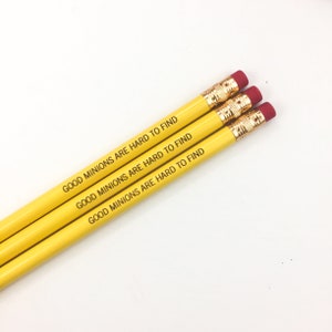 good minions are hard to find pencil set 3 pencils in yellow. back to school image 3