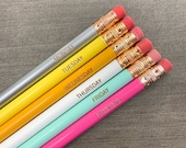 days of the week engraved pencil set of 6. rainbow personalized pencils for teacher appreciation week gifts,