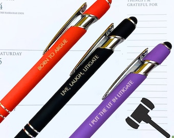 Lawyer Pen Set: Engraved Stylus Pens, Funny Attorney Gift