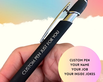 Personalized pen. custom pen with a smart phone stylus. Customized quote.  groomsmen gift! 1 pen black ink