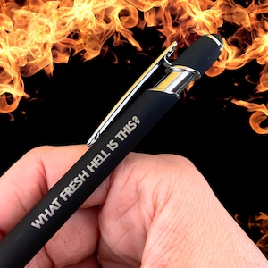 what fresh hell is this? black ink pen with smart phone stylus.