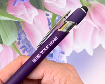 bless your heart black ink purple pen stylus.