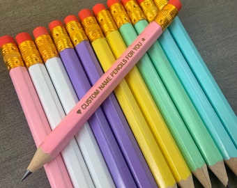 12 graziose matite da golf arcobaleno. formato mini matita per mani piccole. matite personalizzate