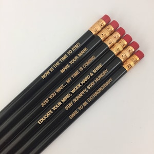 Dare to be extraordinary inspirational quote engraved pencils in black 6. inspiring gifts under 10. back to school supplies image 2