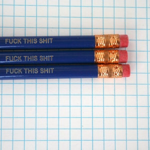 f%ck this sht pencil set 3 engraved pencils in midnight blue. fudge this crap. MATURE image 3