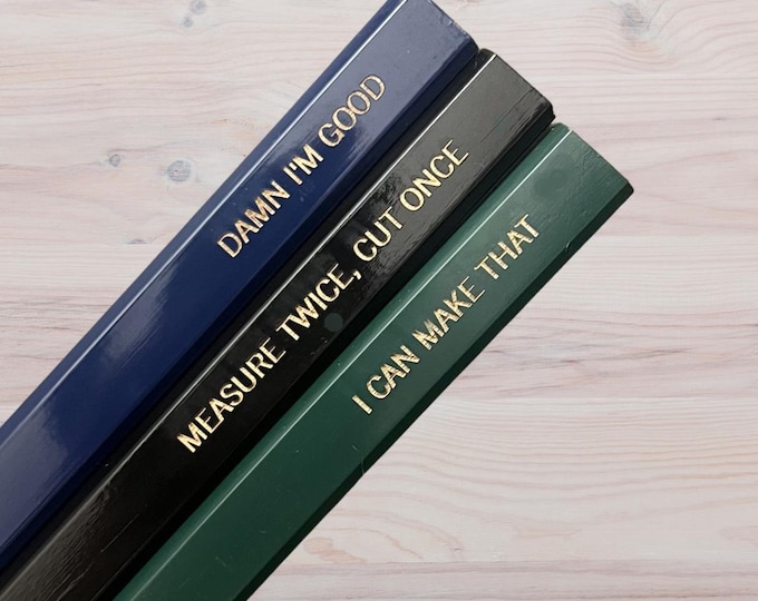 Personalized Carpenter Pencils: Engraved Woodworking Gift Set. Father’s Day Gift