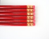 big bang pencil set in wine red. 6 engraved pencils. bazinga, trembling with confidence. puny human.