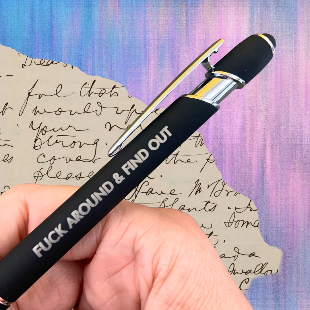 fuck around and find out stylus pen. black ink planner pen. funny pen gift MATURE by thecarboncrusader