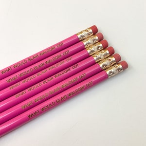 what would blair waldorf do engraved pencils in pink. back to school supplies.