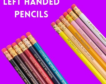 Zestaw prezentowy „Lefty Pencil” – 2 grawerowane zestawy ołówków dla leworęcznych pisarzy, humor leworęczny