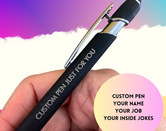 1 custom pen with a smart phone stylus black ink. personalized with Your quote.  admin day. employee appreciation day