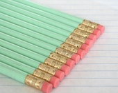 20 imperfect pastel mint green pencils. back to school supplies