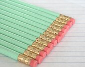 20 imperfect pastel mint green pencils. back to school supplies