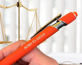 born to argue pen stylus for future lawyers. bar exam gift.